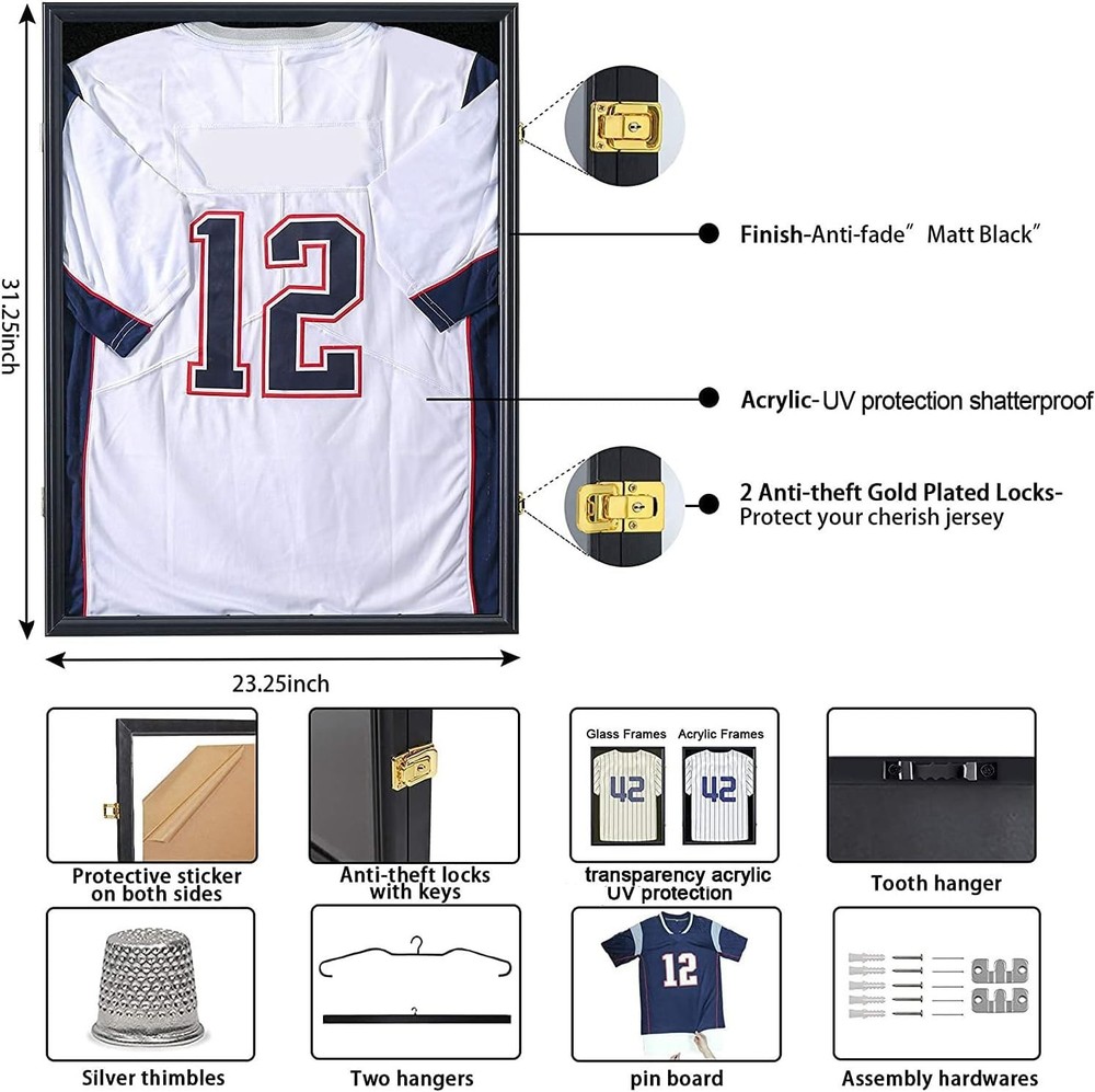 Temgee 2XL Jersey Display Frame - Large-black matte, Black