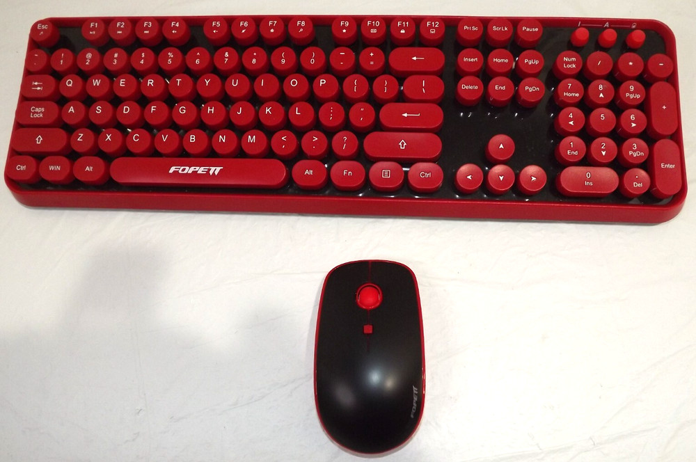 FOPEIT Wirerless Keyboard & Mouse Red/Black Mod V2020 Tested & Works