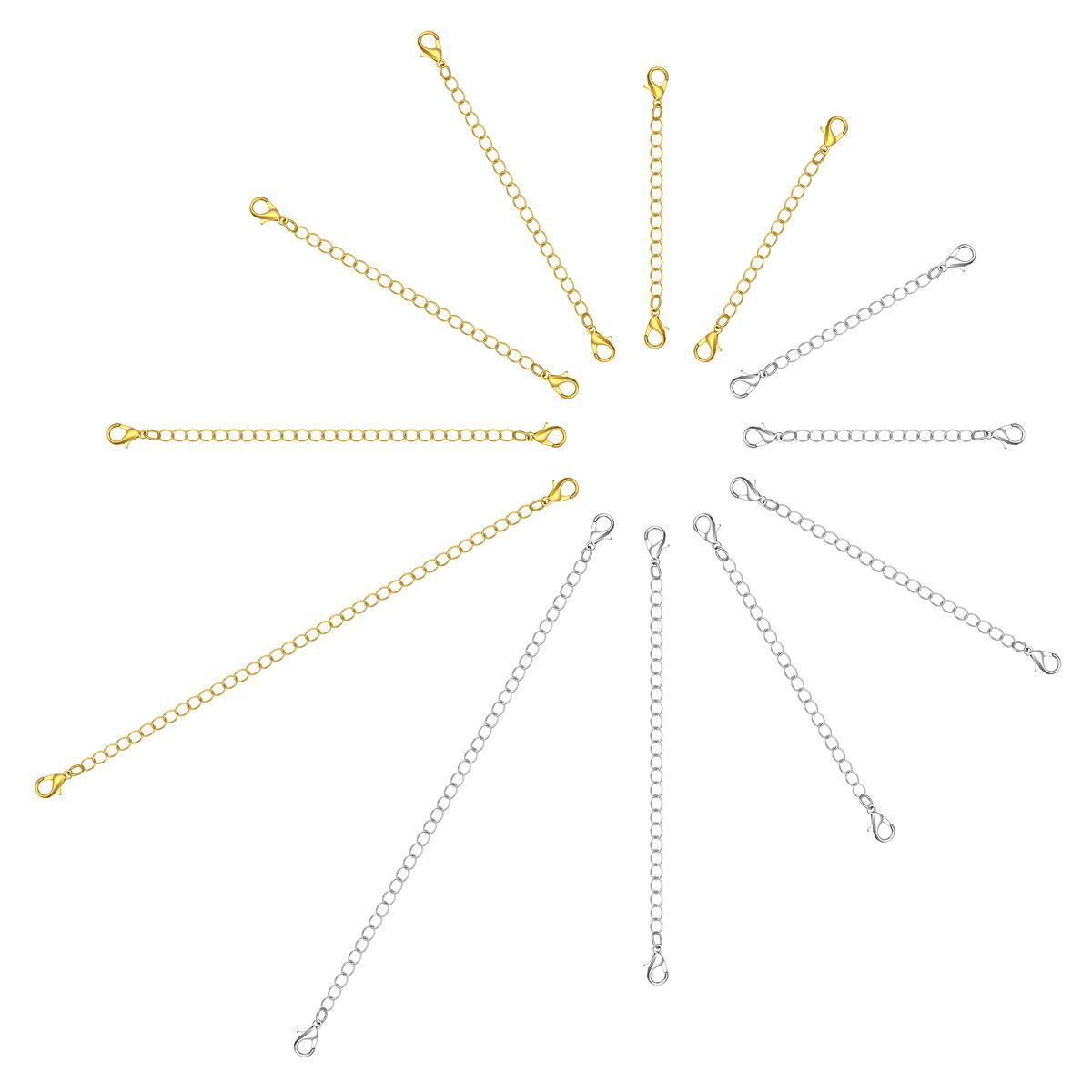12pcs Stainless Steel Necklace Bracelet Extender Chain Extenders Silver/Gold