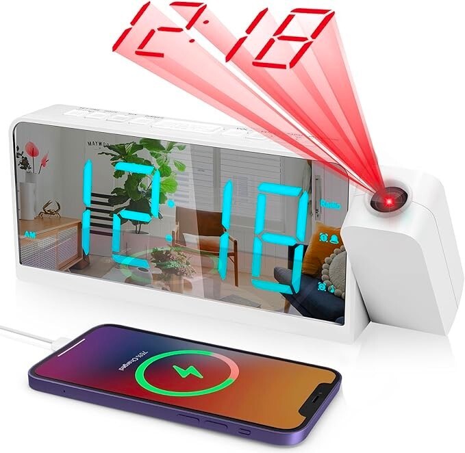 Loud Mirror LED Alarm Clock  Display, Desk & Shelf Clock for Heavy Sleeper,kids