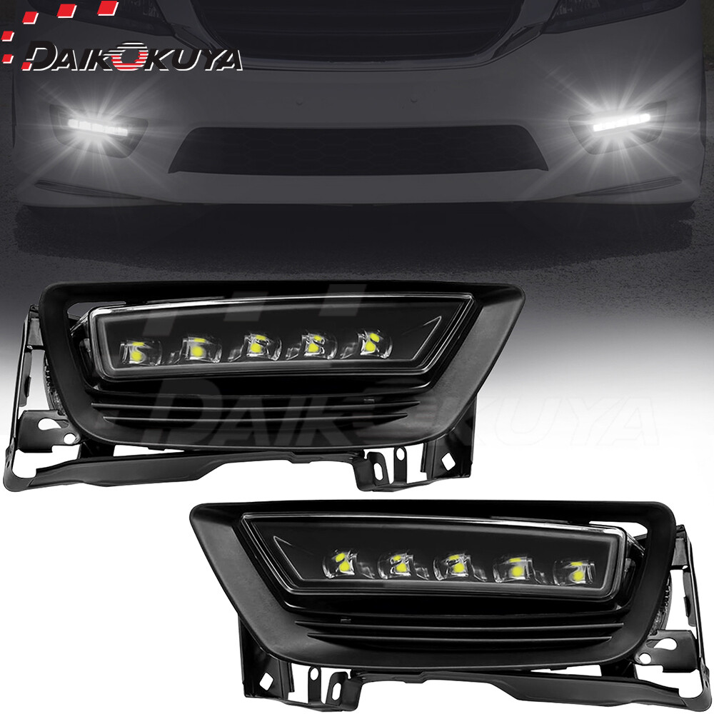For 2013 2014 2015 Honda Accord 4DR Sedan LED Fog Lights Clear Lens Bumper Lamps