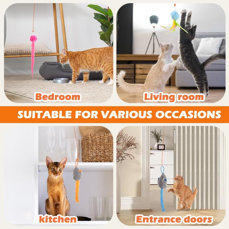 HAPPYCODE Interactive Cat Toy: Flapping Bird & Rotating Feather Teaser Doorway T
