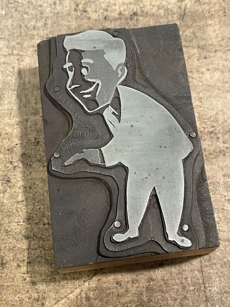 Printing Letterpress Printers Block Large - Man 'Presenting' (927)