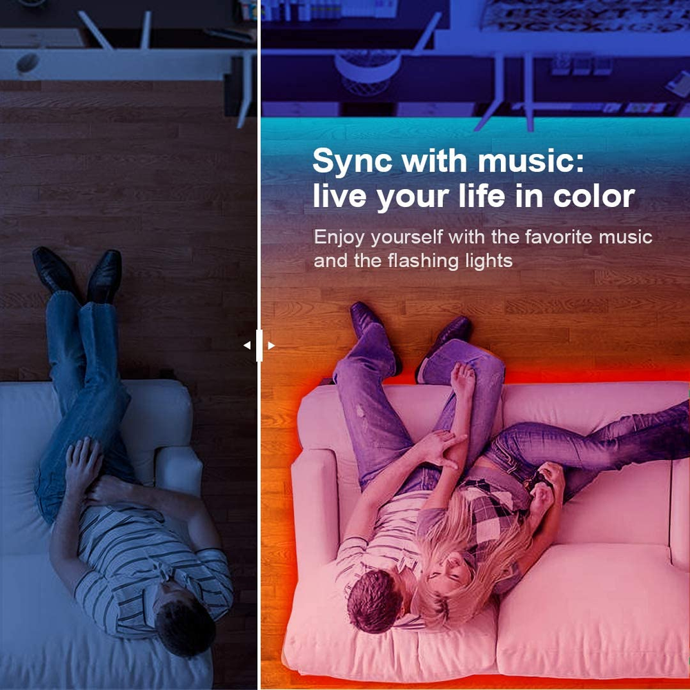 50 FT LED Strip Lights,Bluetooth LED Lights (App+Remote +Mic)