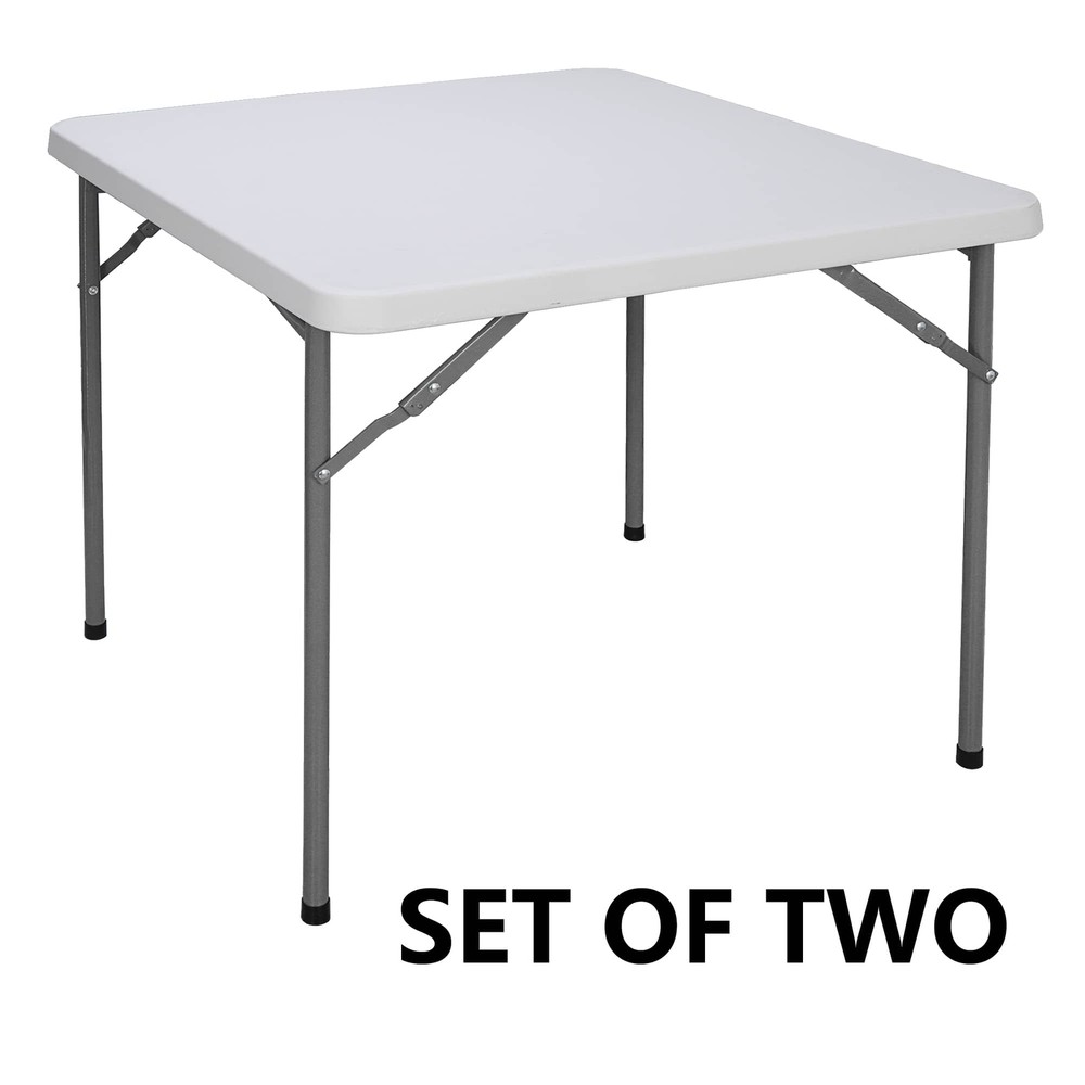 2PCS 3ft Portable Folding Table Plastic Table Square Card Utility Camping Table
