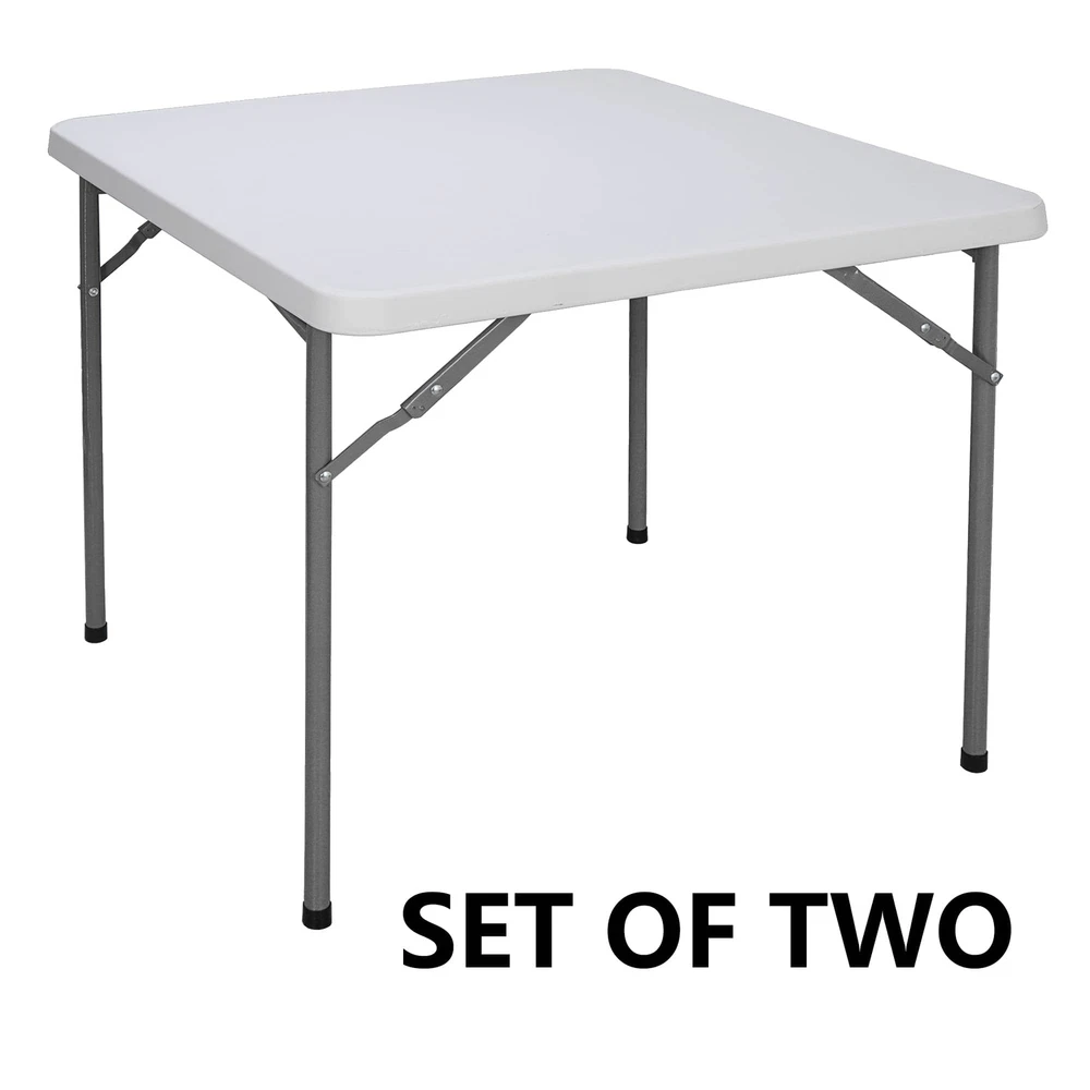 2PCS 3ft Portable Folding Table Plastic Table Square Card Utility Camping Table