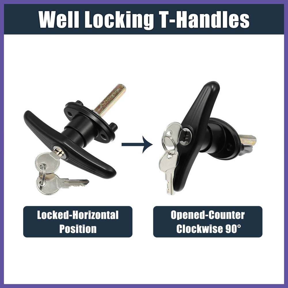 Truck Cap Locking T-handle Lock for Pickup Truck Cap Camper Shell with 2 Key