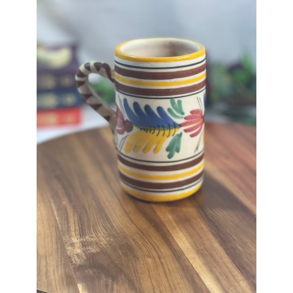 Unique Signed Artisan Hand-Painted Ceramic Mug | 5" Tall