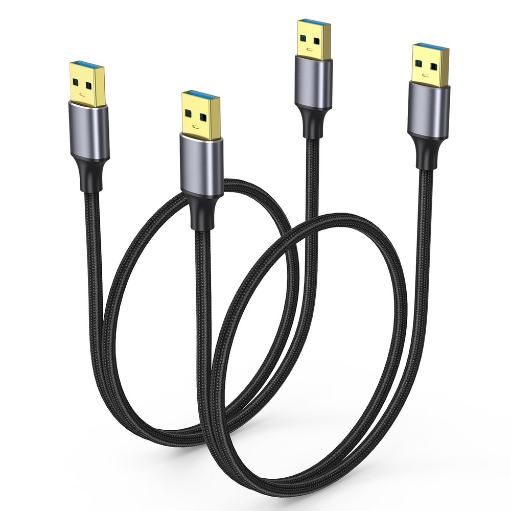ApoJodly USB to Cable 2FT 2-Pack, A A Male 2FT, Grey