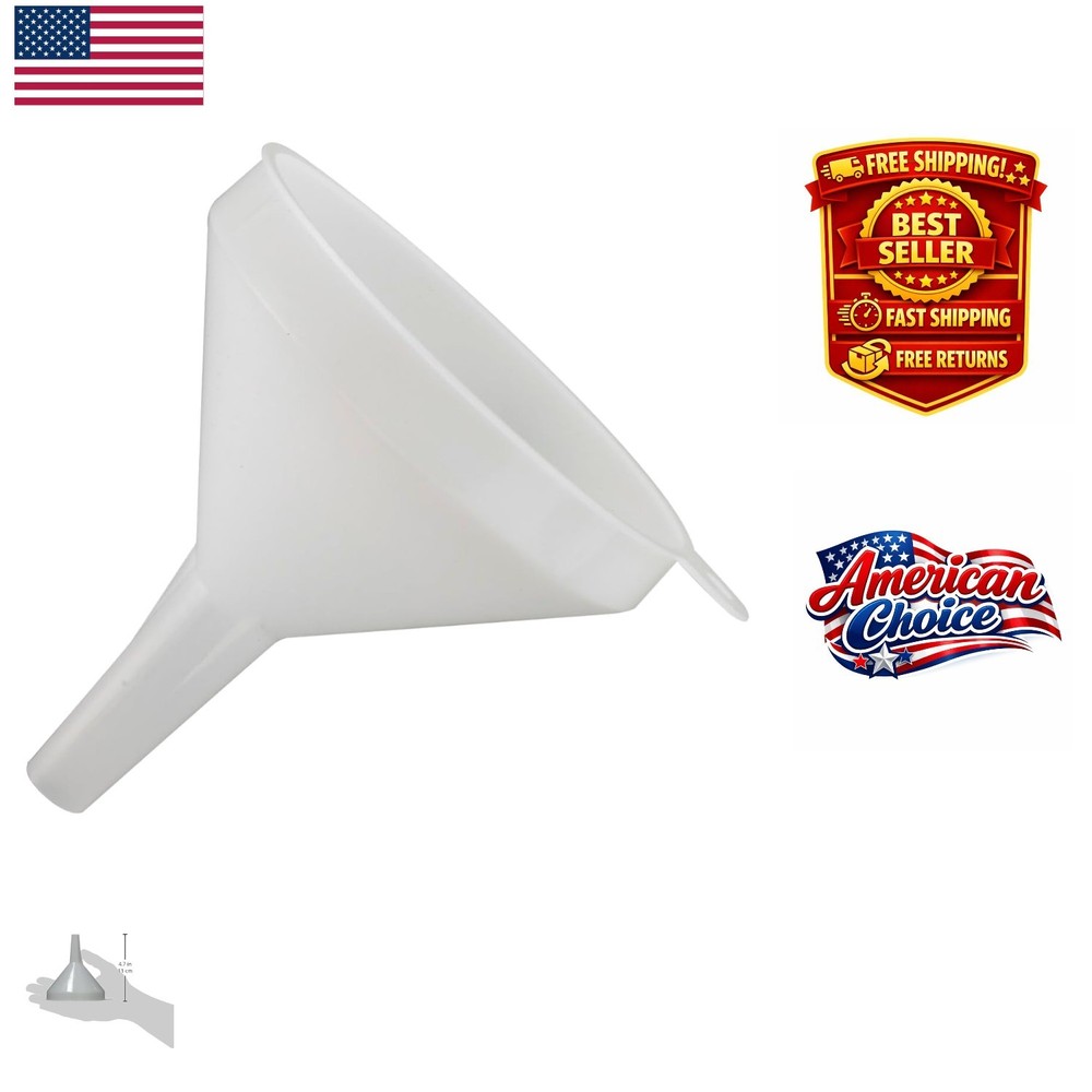 8oz White Plastic Funnel - Durable, Lightweight Design for Maximum Efficiency