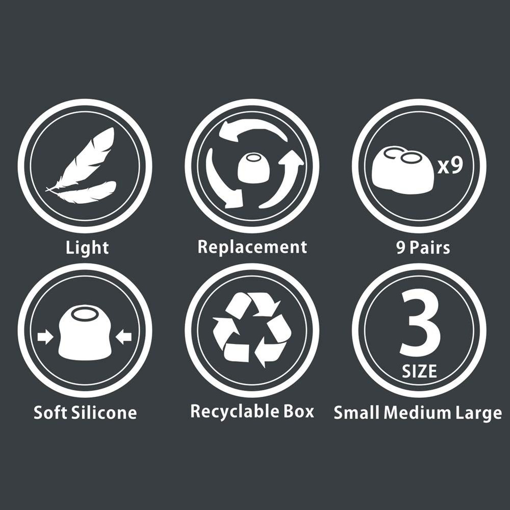 Earbud Tips Replacement - 9 Pairs SML Small/Medium/Large (3 Size), color15