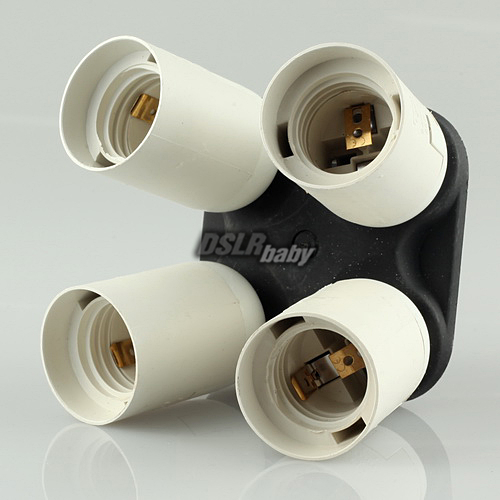 4 in1 Video Studio E27 Light Lamp Bulb Base Socket Splitter Adapter Holder NEW