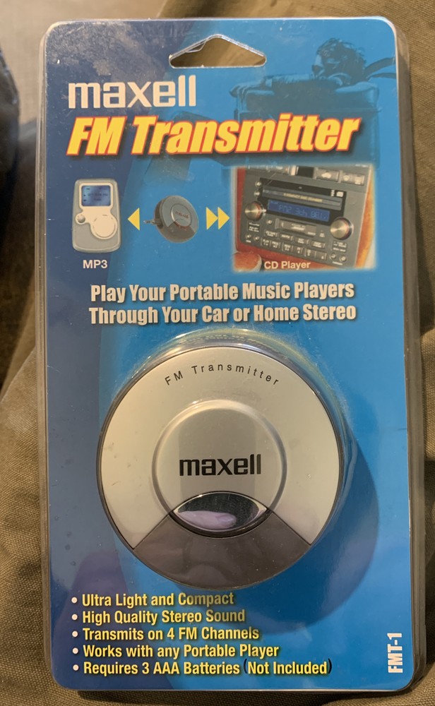 Maxell Stereo FM Transmitter For ipod and other Portable Players New Model FMT-1
