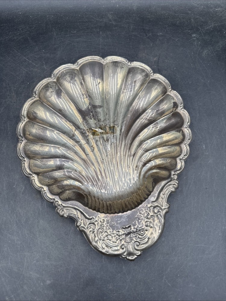 Vintage Silverplate Seashell Dish from Hong Kong ~ 11”x 9”