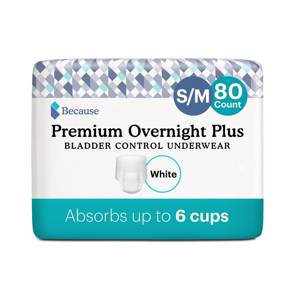 Because Premium Overnight Plus Pull Up Underwear - Unisex, Absorbs 6 Cups, So...