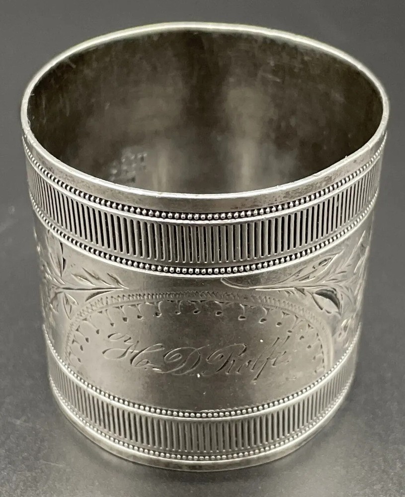 Large Gorham Brite-Cut Sterling Silver Napkin Ring Name Engraved “H. D. Rolfe”