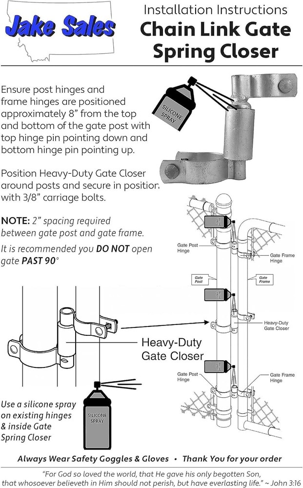 Secure Swing Chain Link Gate Hardware - Fits 1-3/8" Frame, 2-3/8" Post