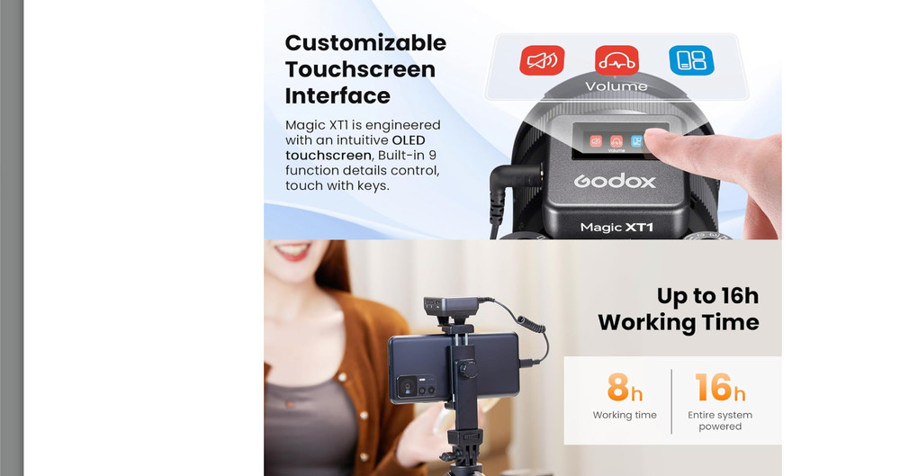GODOX Magic XT1 Touchscreen Wireless Lavalier Microphone for Camera/Android/iPho