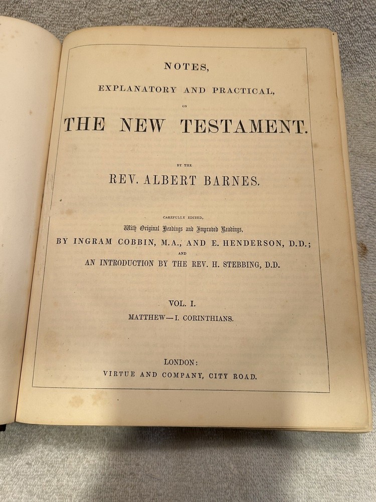 1870 Book Explanatory & Practical Notes On New Testament Vol I Barnes Engravings
