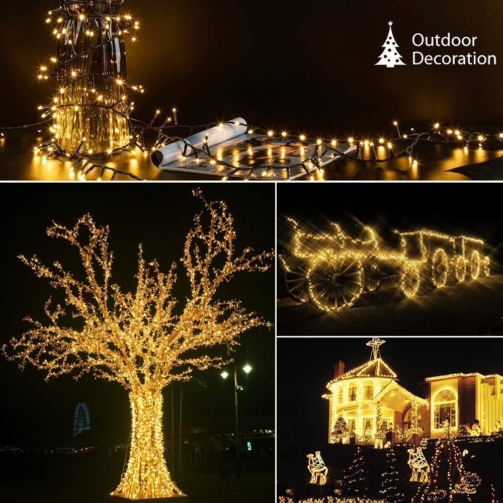 82ft 1000 LED Cluster Christmas String Lights - Dark Green Wire Tree Lights -...