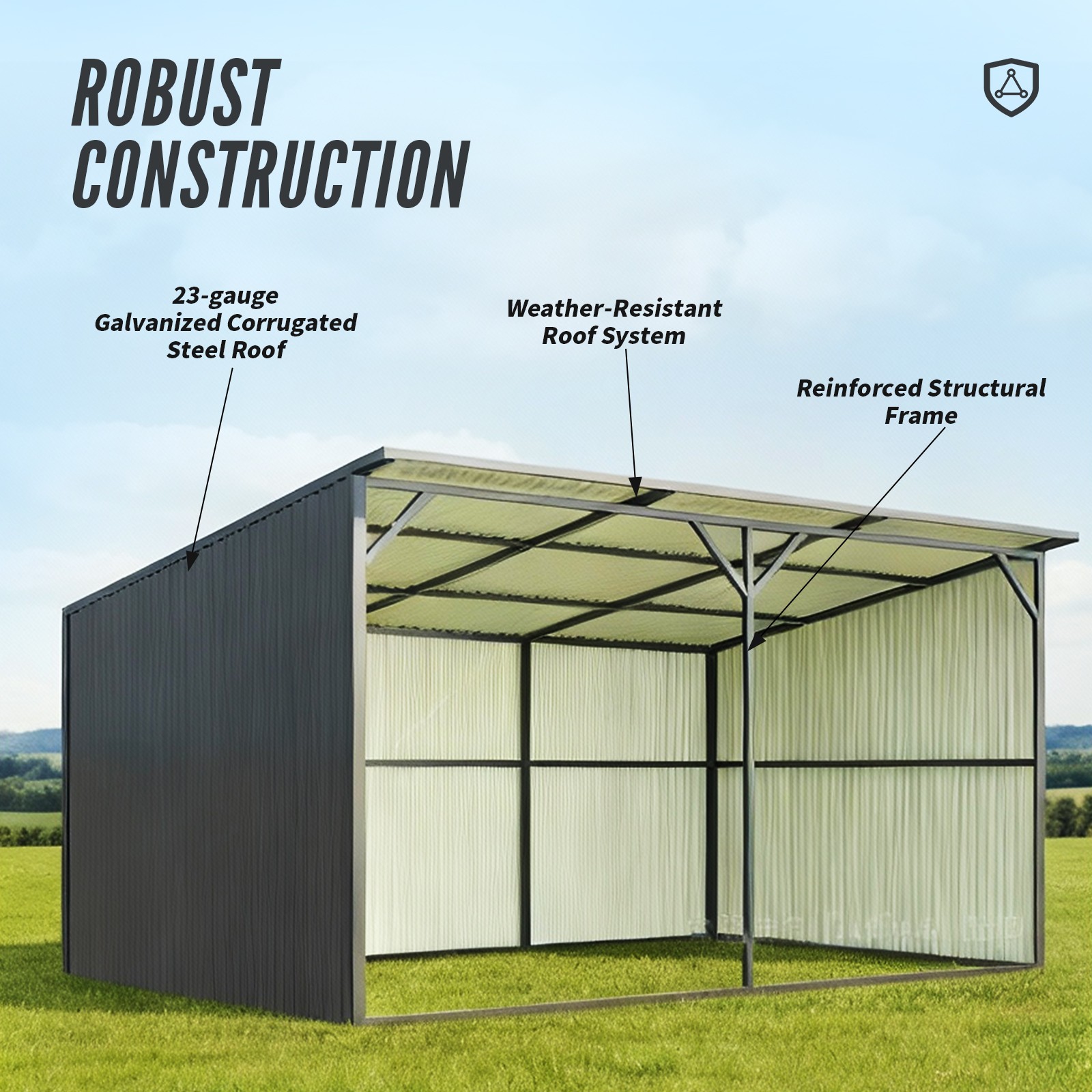 Winter 20'x12' Galvanized Metal Livestock Shelter Building for Farm FREE SHIPING