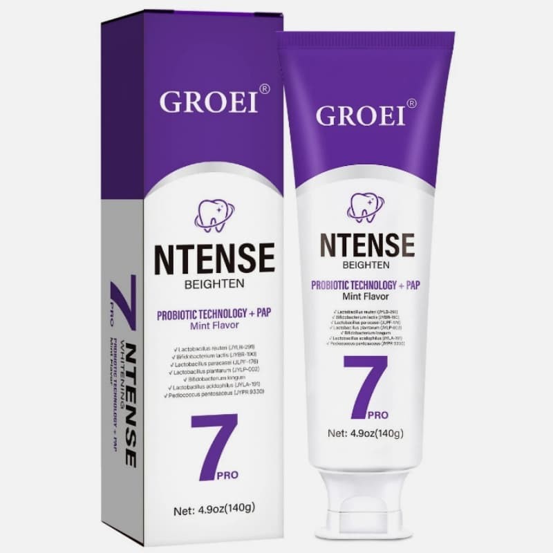 With 7 Probiotics 7-Pro Intensive Toothpaste, 7PRO Intense Whitening Toothpaste