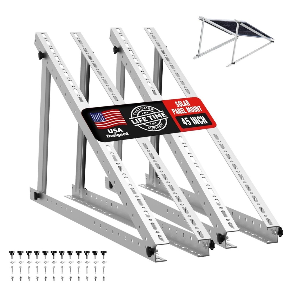 Solar Panel Mount Brackets, 2 Sets 45 inch Adjustable with Foldable Tilt Legs...