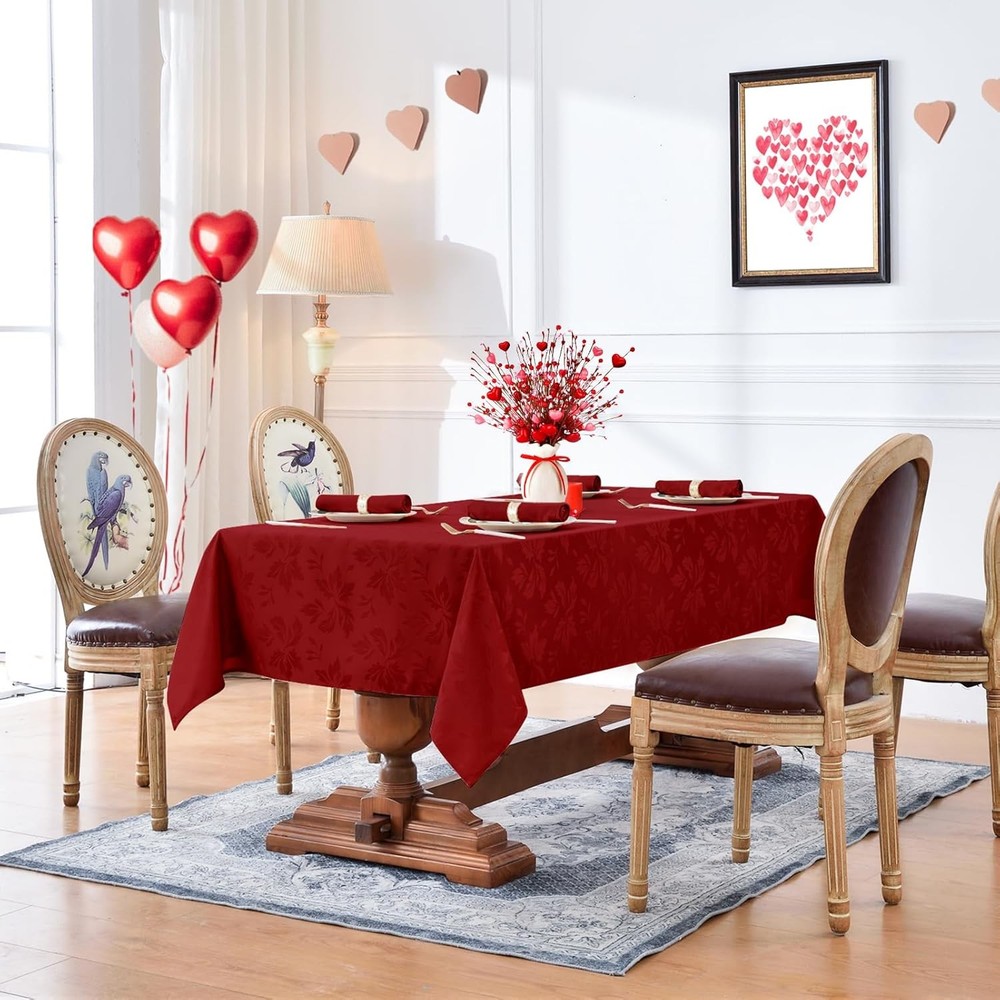 Jacquard Rectangle Tablecloth Waterproof Damask Floral Decorative Table Cloths