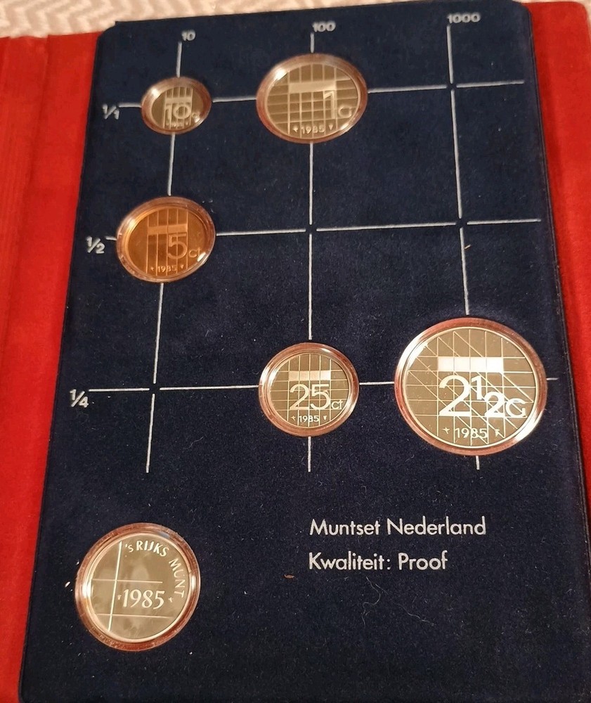 1985 Netherlands Proof Set with Silver Year Medallion