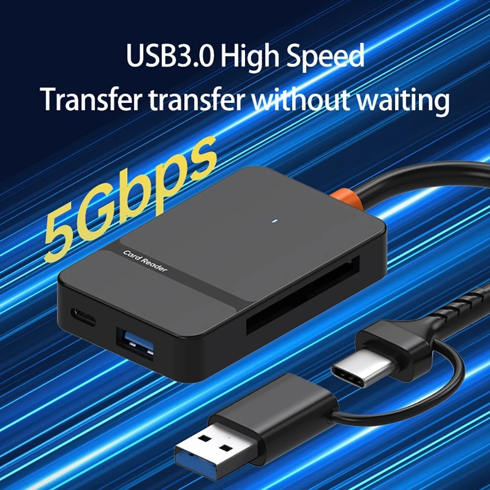 USB C 8-in-1 Card Reader Multi-functional Card Reader Support SD/TF/CF/MS Card