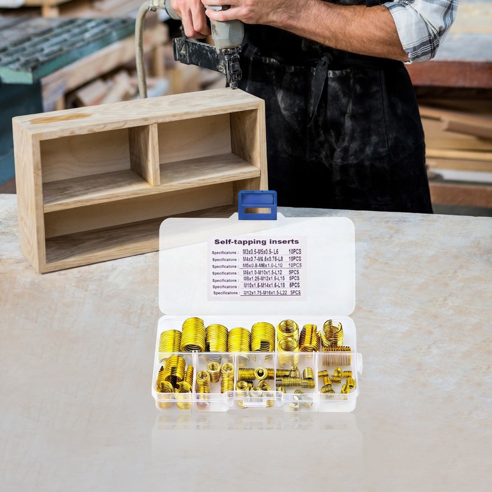 50Pcs Self Tapping Thread Inserts Set, Thread Reinforce Repair Tool Gold