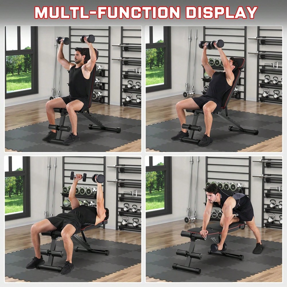 GIKPAL 9 Positions Adjustable Weight Bench, Foldable Workout Bench Weight-FGQA