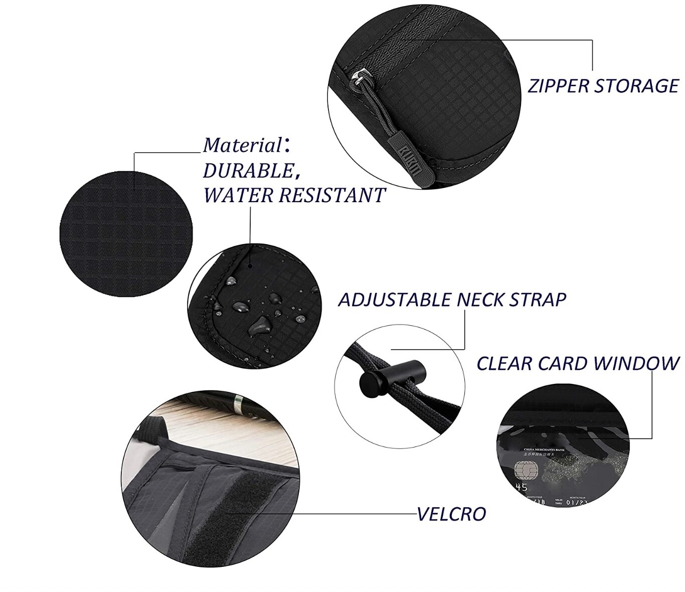 BUBM Unisex Travel Neck Pouch Wallet with RFID Blocking – Passport Holder 