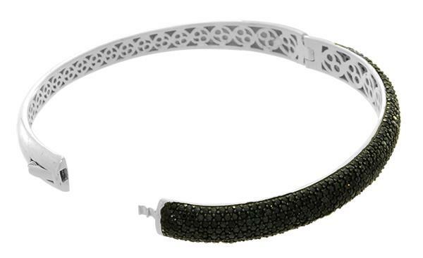 Sterling Silver Pave Black Spinel Bangle Bracelet