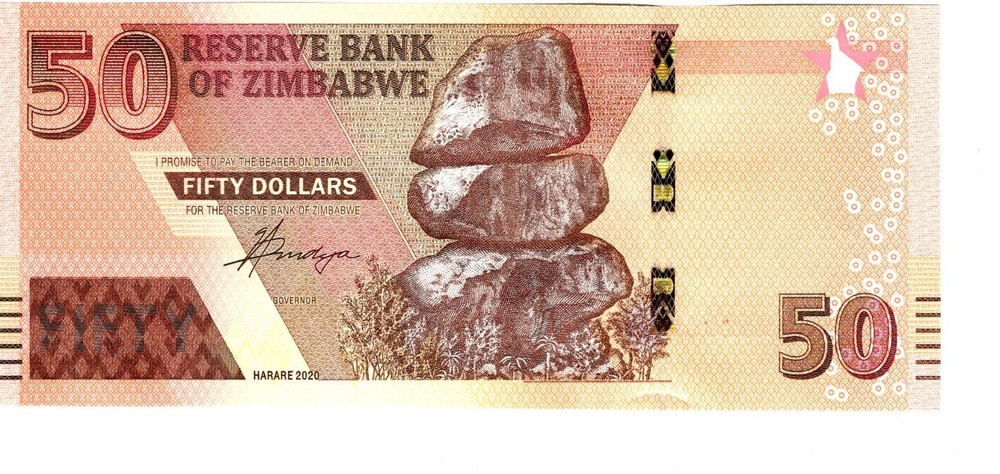 Zimbabwe 50 Dollars 2020 Uncirculated Banknote AJ2059686