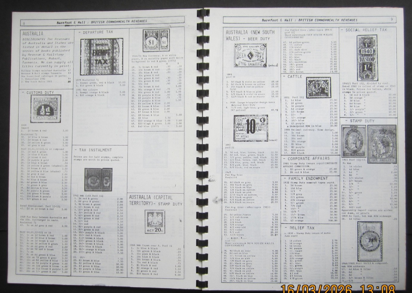 J. Barefoot Ltd - British Commonwealth Revenues, Stamp Catalogue 1984.