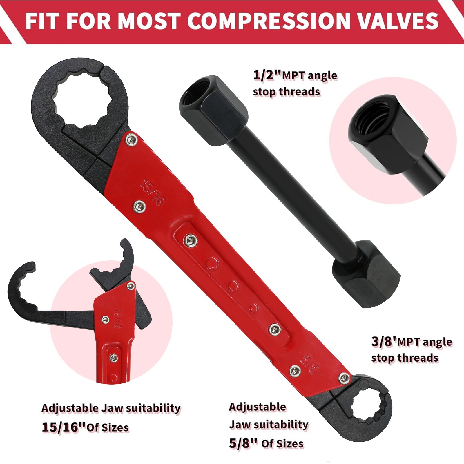 Plumbing Tool Angle Stop Wrench Angle On Wrench kit Plumbers Wrench Removal Tool