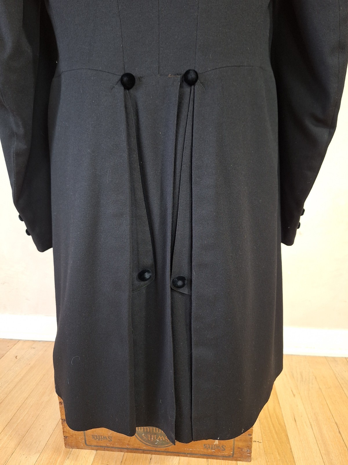 Antique Men's Black Single Breasted Frock Coat 36R S Vtg 1900s Victorian Masonic