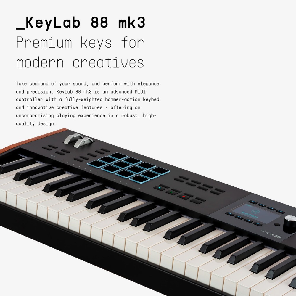 Arturia KeyLab 88 mk3 88 Key Weighted Black Keyboard Controller Bundle
