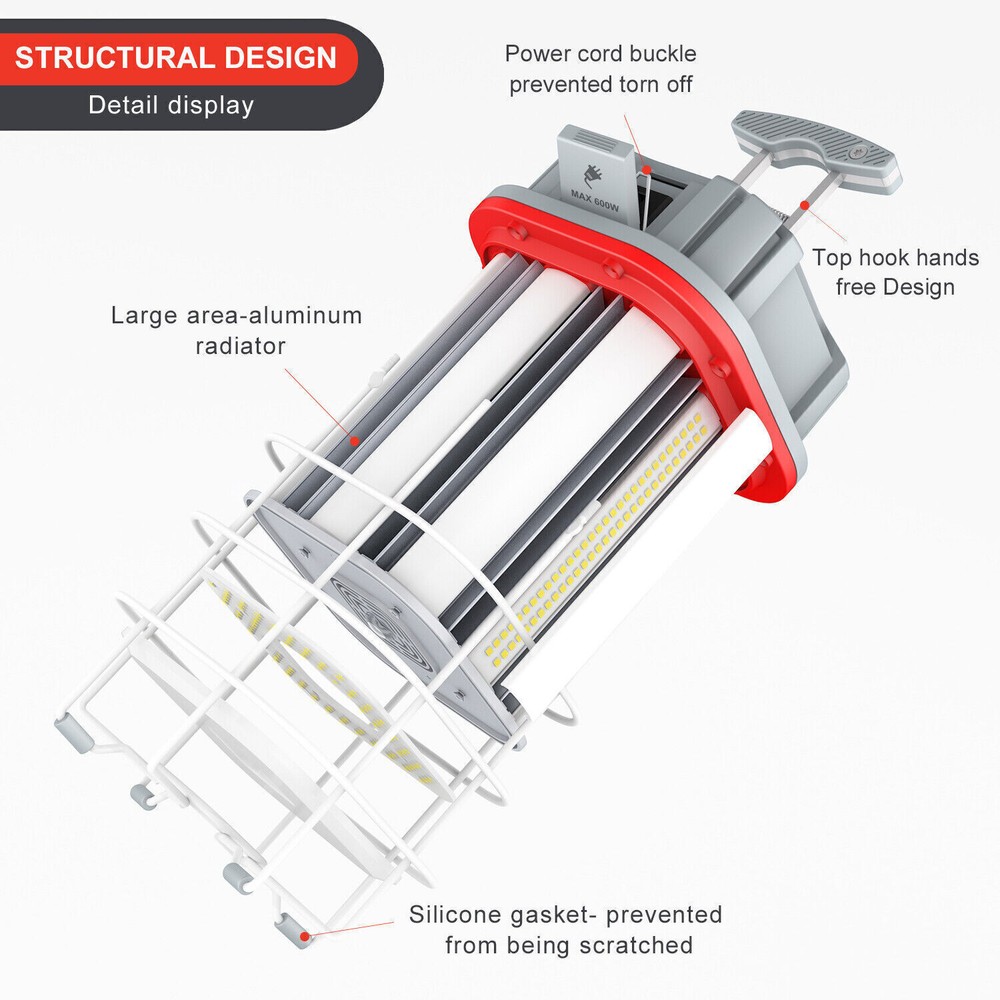 100W 5000K Linkable LED Temporary Jobsite Work Light Construction Lamp Daylight