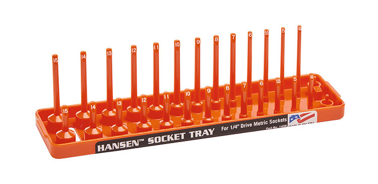 Hansen Global 1406 1/4" Dr. METRIC Socket Organizer ORANGE