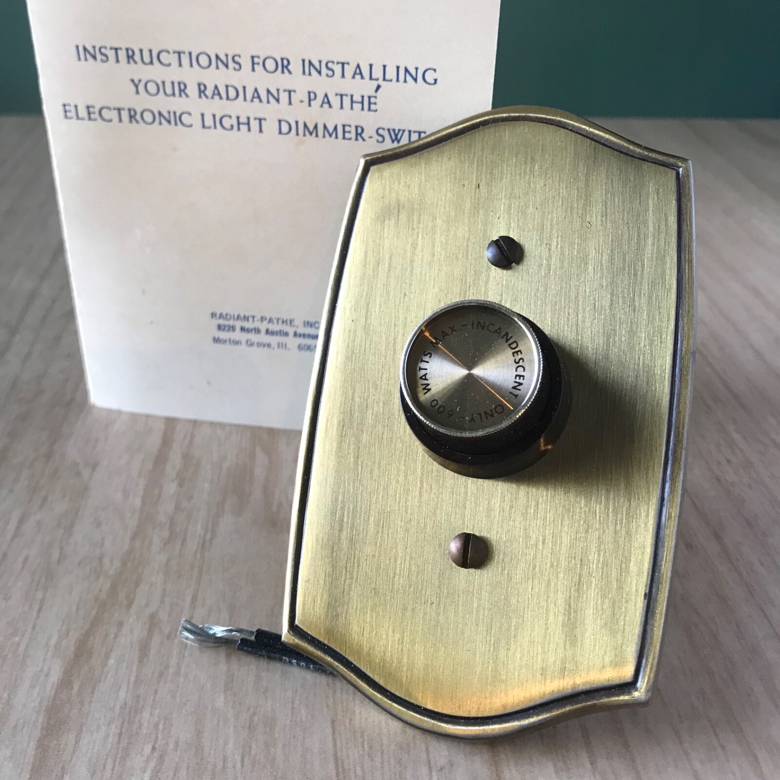 Classic MCM Atomic Age LIGHT DIMMER WALL SWITCH Radiant Pathé RETRO HOME THEATER