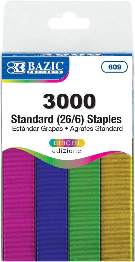 Standard size metallic color staples 3000 pack