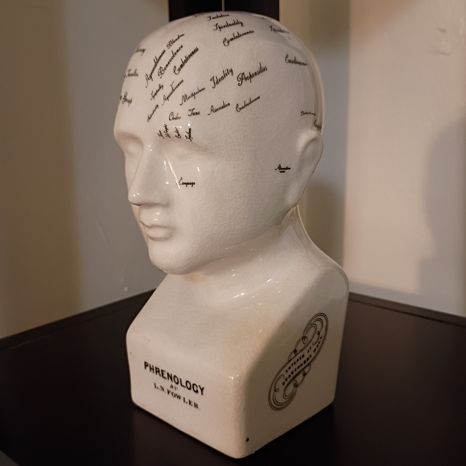 Porcelain L.N. Fowler Phrenology Scientific Psychology 8” Bust Head
