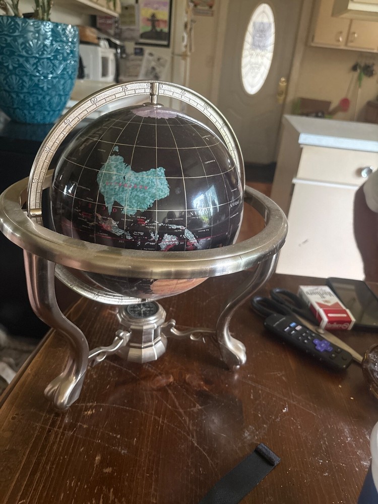 small globe on a stand with compass!