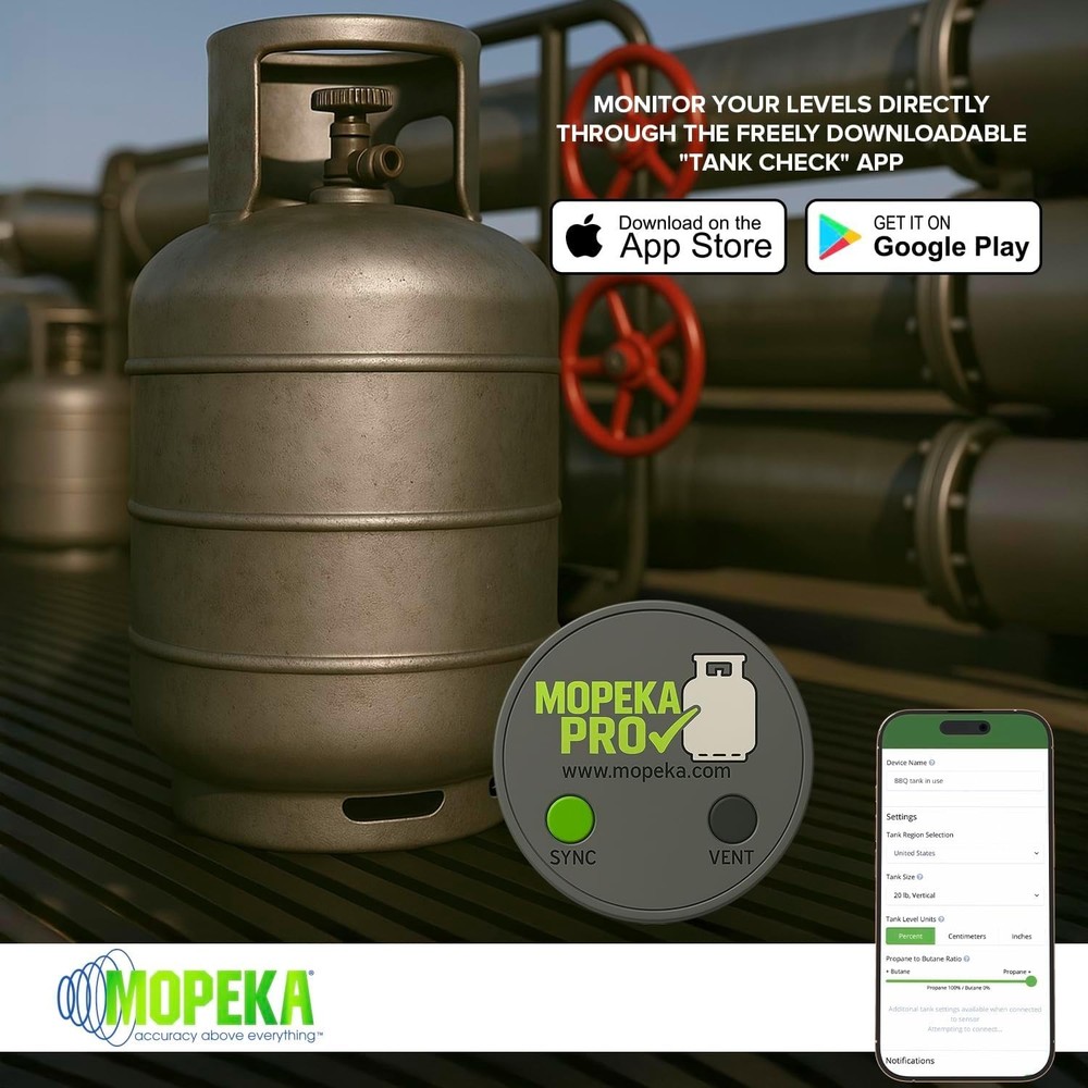 Pro Check Wireless Propane Gauge - Ultrasonic Level Indicator, App Remote Rea...
