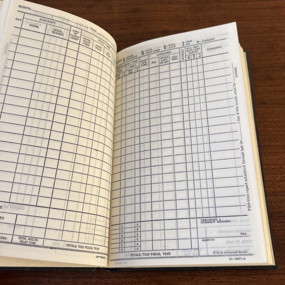 Aviators Flight Log Book US Navy UNUSED