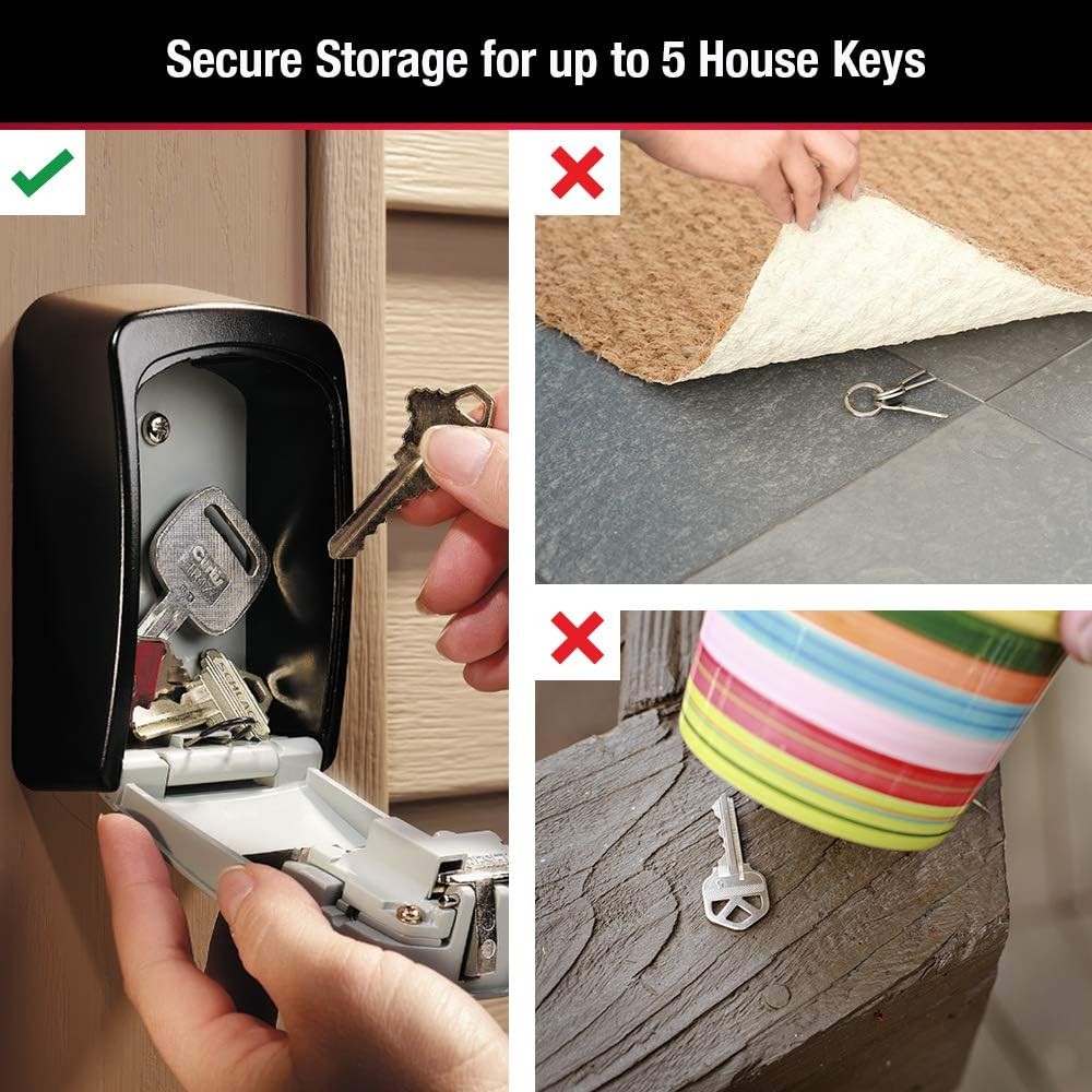 Master Lock 5401EC Wall Mount 4-Digit Combination Key Lock Box, 5 Key, Black