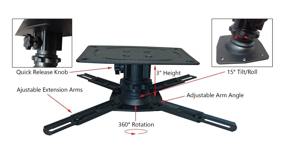 STR-MOUNTSB 3 inch Low Profile Universal LCD/DLP Projector Mount Ceiling