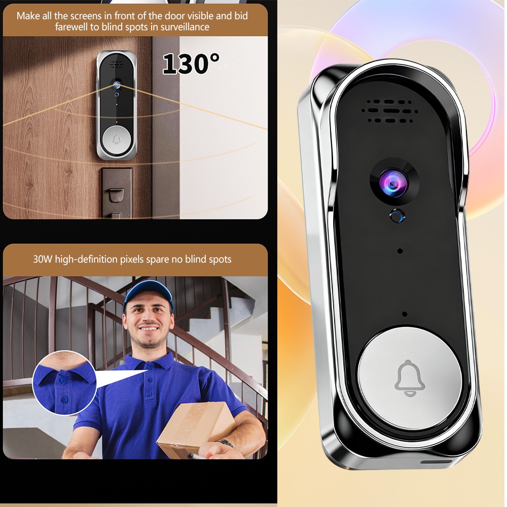 1080P Wireless Security Smart Doorbell Intercom Two-Way Video Camera Bell Chime*